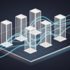 Abstract illustration of columnar database architecture with data streams