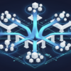 Abstract illustration of agentic AI architecture with autonomous pathways processing search queries