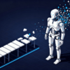 Abstract illustration of incomplete AI agent represented by dissolving geometric forms, symbolising adoption challenges