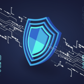 Abstract illustration of AI-powered security system blocking malicious code exploit