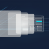 Abstract geometric illustration representing enterprise software performance improvements with layered interface elements and speed indicators