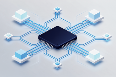 Abstract geometric illustration depicting Nvidia's AI ecosystem investment strategy through connected network nodes