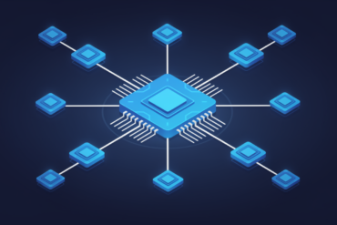 Illustration of interconnected network nodes representing Nvidia's equity holdings across AI startup ecosystem