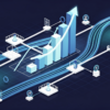 Abstract illustration depicting revenue growth and productivity metrics with connected workforce nodes representing Remote's AI-driven efficiency gains