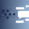 Abstract illustration of molecular structures interfacing with conversational AI platform