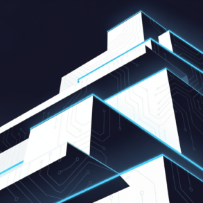 Abstract geometric illustration representing technological infrastructure development and strategic investment in AI capabilities