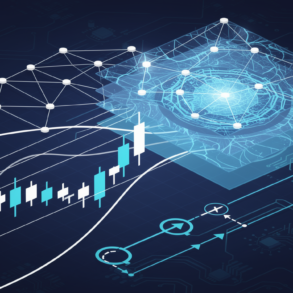 Abstract illustration of AI surveillance system analysing prediction market trading data streams and patterns