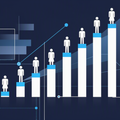 Editorial illustration depicting workforce growth metrics with ascending charts and expanding organisational structures