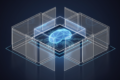 Abstract geometric illustration depicting AI model isolation through export restrictions and security controls