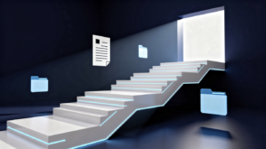 Abstract geometric illustration representing a company's path to initial public offering with ascending architectural forms