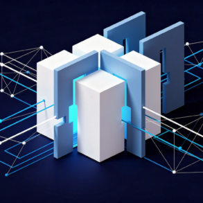 Abstract geometric illustration depicting AI technology access restrictions and geographic fragmentation through divided cubic structures