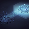 Abstract illustration depicting AI model restoration through geometric neural network visualization