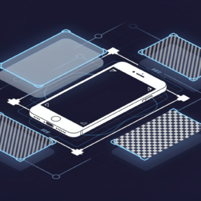 Editorial illustration of smartphone with abstract geometric shapes representing AI-powered photo editing capabilities