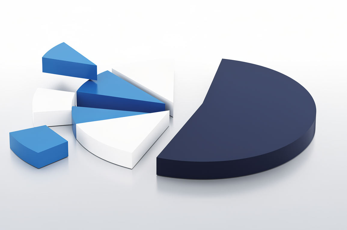 Abstract illustration of a fragmenting pie chart representing ChatGPT's declining market share in the AI assistant market