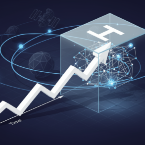 Editorial illustration depicting wealth milestone with satellite infrastructure and AI network connections