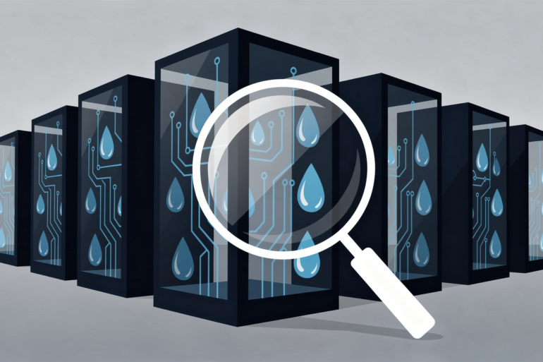 Abstract illustration of data centre transparency and environmental scrutiny