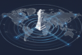 Abstract illustration of regulatory framework radiating globally through geometric patterns and connection lines