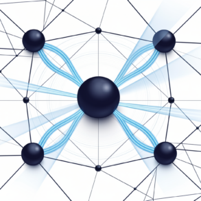 Abstract illustration of interconnected network nodes with search pathways representing Meta's AI-powered search across social platforms