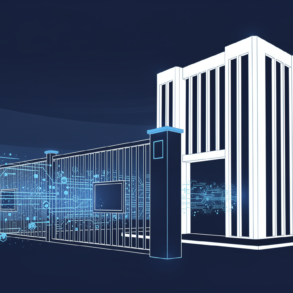 Illustration depicting corporate security barriers blocking AI data flow, representing Microsoft's restriction of Claude Fable access