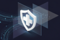 Abstract illustration depicting data protection shield guarding health information streams, representing AI health data legislation