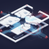 Abstract illustration depicting fragmented application architecture with security vulnerabilities in AI-generated code