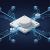 Editorial illustration depicting emergency shutdown mechanism for AI systems with network connections