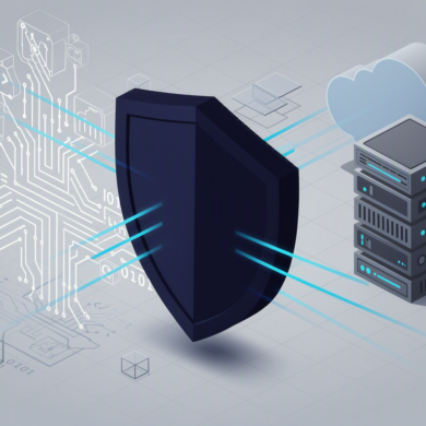 Editorial illustration depicting digital security barrier between technology systems representing Alibaba's ban on AI coding tools