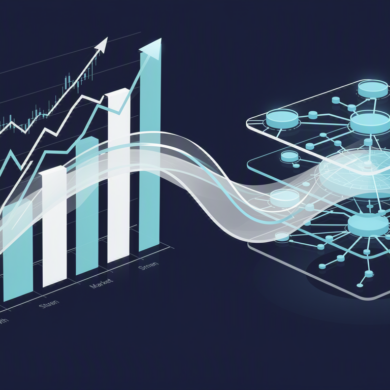 Abstract illustration of rising stock charts integrated with AI network patterns representing Alibaba's market surge