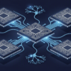 Abstract illustration of computer chips connecting to neural network infrastructure representing AMD and Anthropic partnership