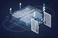 Abstract geometric illustration representing AI model architecture with降 pricing indicators and reduced barriers
