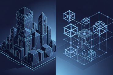 Abstract illustration depicting competitive tension between closed and open AI development approaches