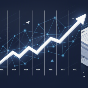 Editorial illustration depicting rapid valuation growth of AI insurance startup over eight-week period with abstract data visualisation elements