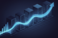 Abstract illustration of data centre infrastructure with electricity flow visualization showing exponential power consumption growth