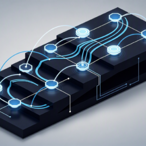 Abstract illustration of layered data infrastructure platforms showing enterprise AI architecture