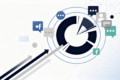 Abstract illustration depicting interrupted funding process with geometric shapes representing social media disruption
