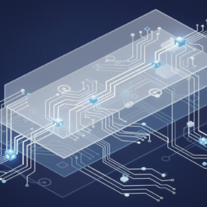 Abstract illustration of ascending computing infrastructure layers representing AI scaling and expansion