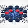 Abstract illustration depicting AI agent security vulnerabilities with interconnected nodes and broken credential chains