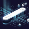 Abstract illustration depicting Google's AI search interface with data streams showing 43% market penetration