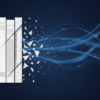 Editorial illustration depicting books transforming into digital data streams, representing copyright dispute over AI training