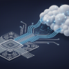 Abstract illustration of custom AI chip architecture with neural network integration