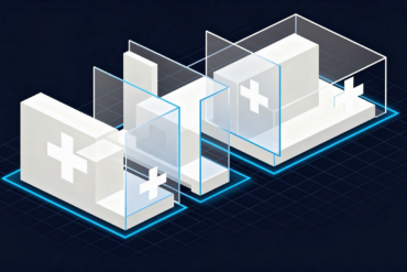 Abstract geometric illustration depicting fragmented regulatory frameworks in healthcare AI governance across global jurisdictions