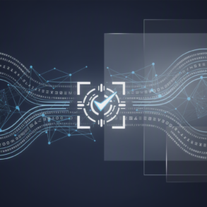 Abstract illustration depicting AI-assisted code flowing through review processes in open-source development