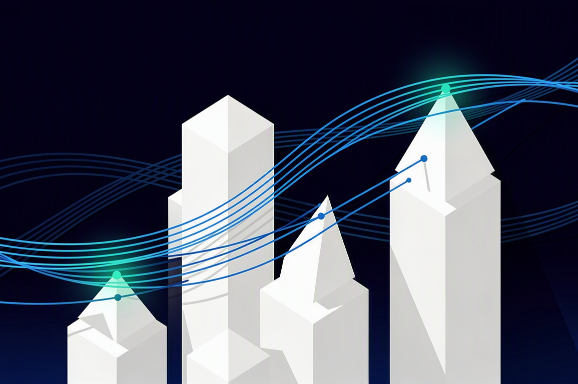 Abstract geometric illustration representing investment flow and technology growth in emerging markets