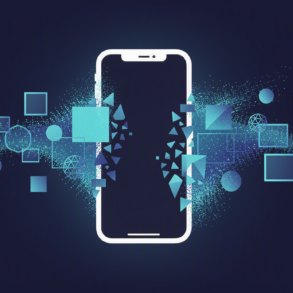 Abstract illustration of smartphone with dissolving AI-generated content representing Meta's withdrawal of Instagram deepfake feature