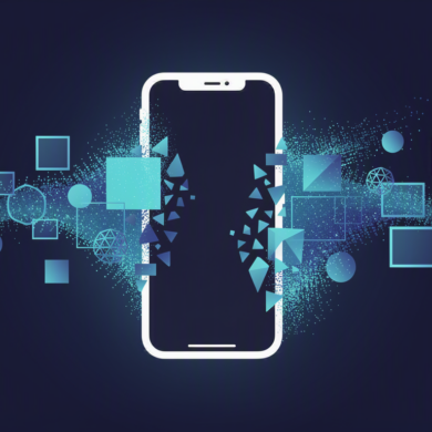 Abstract illustration of smartphone with dissolving AI-generated content representing Meta's withdrawal of Instagram deepfake feature
