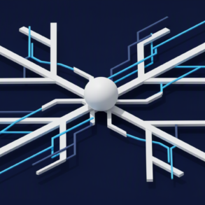 Abstract geometric illustration representing multiple AI vendor pathways and enterprise choice architecture