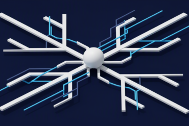 Abstract geometric illustration representing multiple AI vendor pathways and enterprise choice architecture