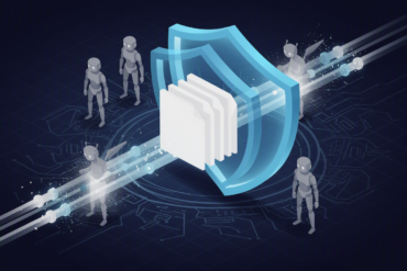 Editorial illustration depicting AI bot blocking infrastructure protecting creator content through network-level enforcement