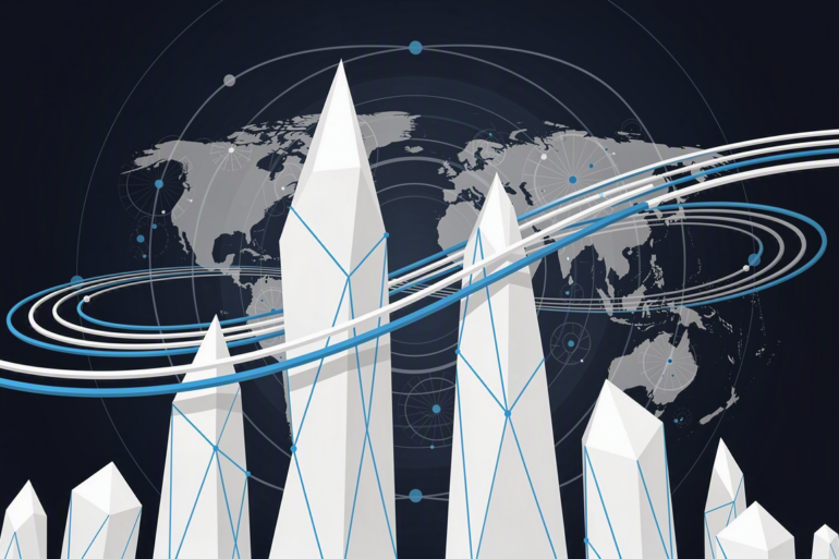 Abstract geometric illustration representing Samsung's investment in European AI startup Mistral
