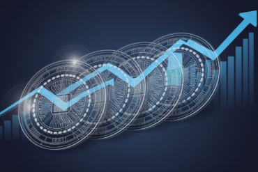 Abstract illustration of semiconductor wafers and financial growth charts representing SK Hynix record IPO
